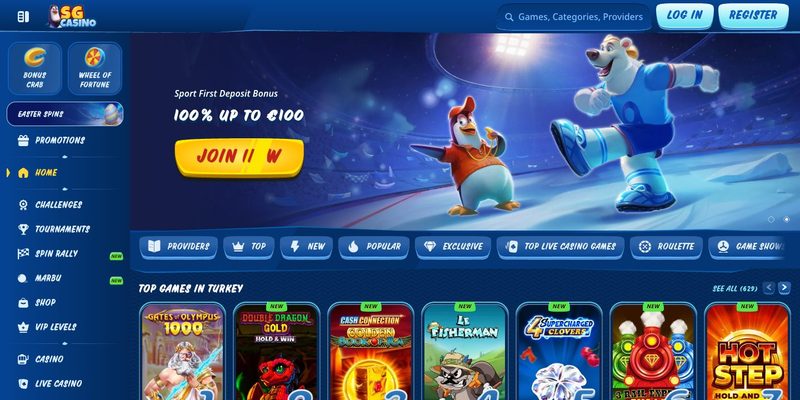 SG Casino ana sayfası